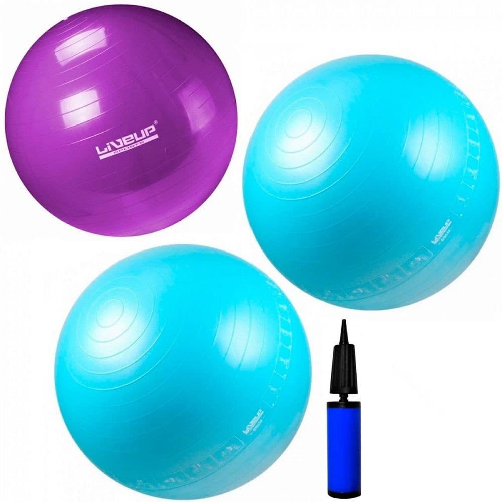 Kit Bola Suíça com 2 Bolas 65 Cm + 1 Bola 55 Cm com Mini Bomba