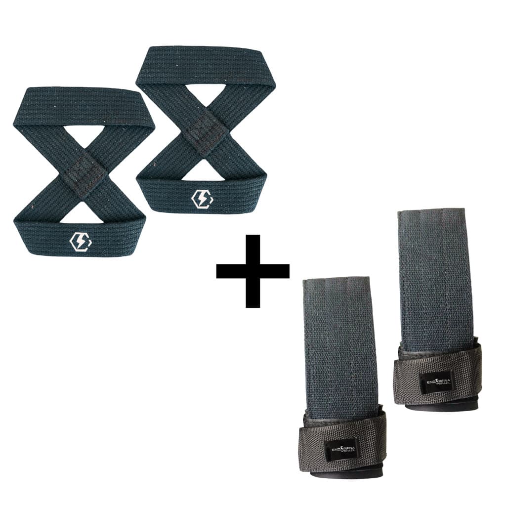 Kit Par Strap oito Luva + Strap Tala Larga luva Deadlift Musculação e Treinos Pesados