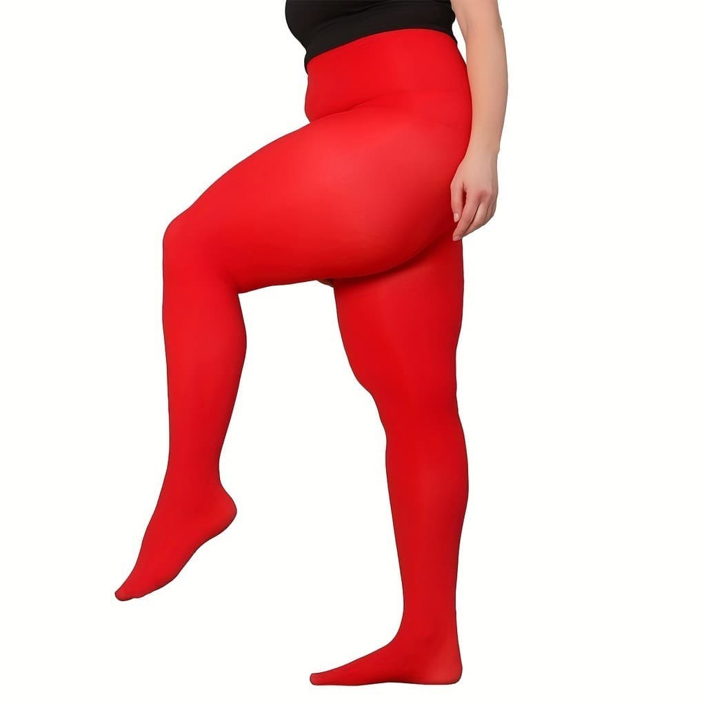 Meias-calças Casuais Plus Size, Meias-calças Femininas Plus Size Sólidas, Elásticas, com Cintura Alta, Semi-opacas, de N