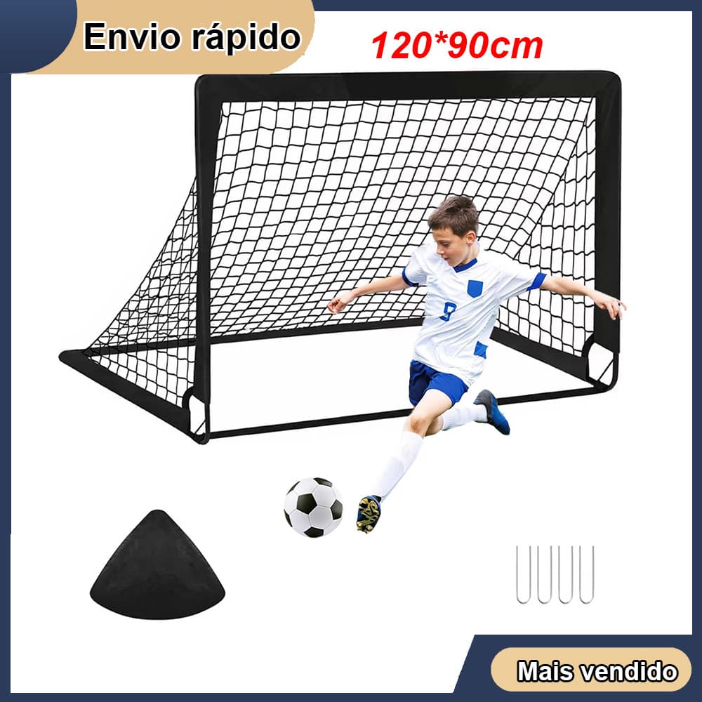 120*90cm Poste de gol de futebol Gol de futebol de jardim ao ar livre Rede de gol preta