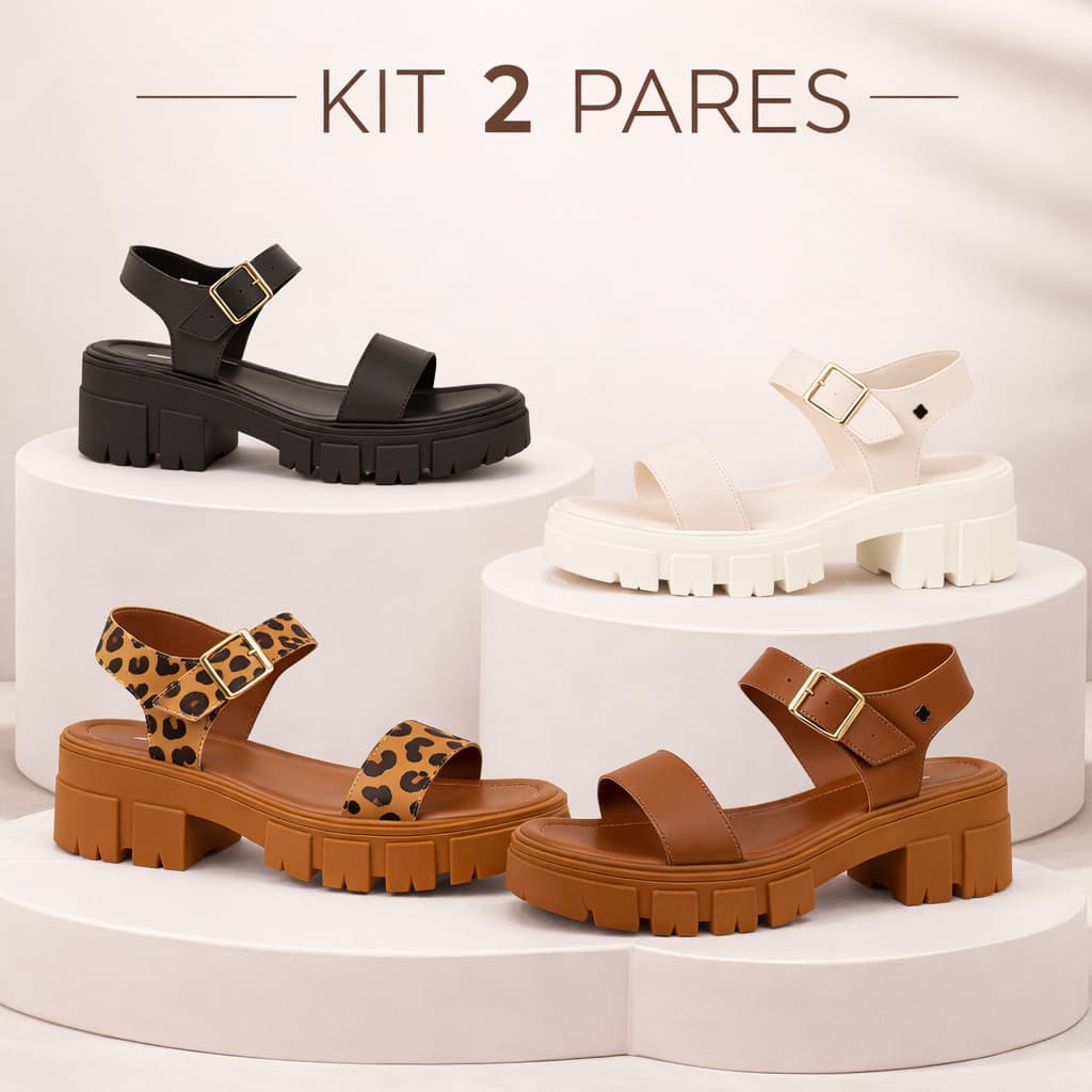 KIT 2 PARES Sandália schutz Feminina Papete Anatômica Firshman Super Leve Confortável dia a dia