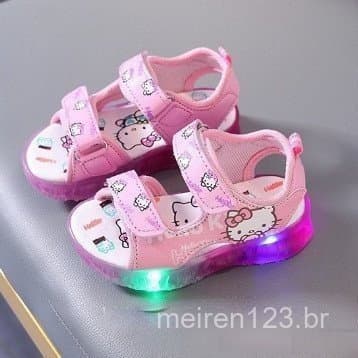 Adequado para crianças sandálias de verão novas sandálias de desenho animado Ktt Hello Kitty com sandálias de luz LED
