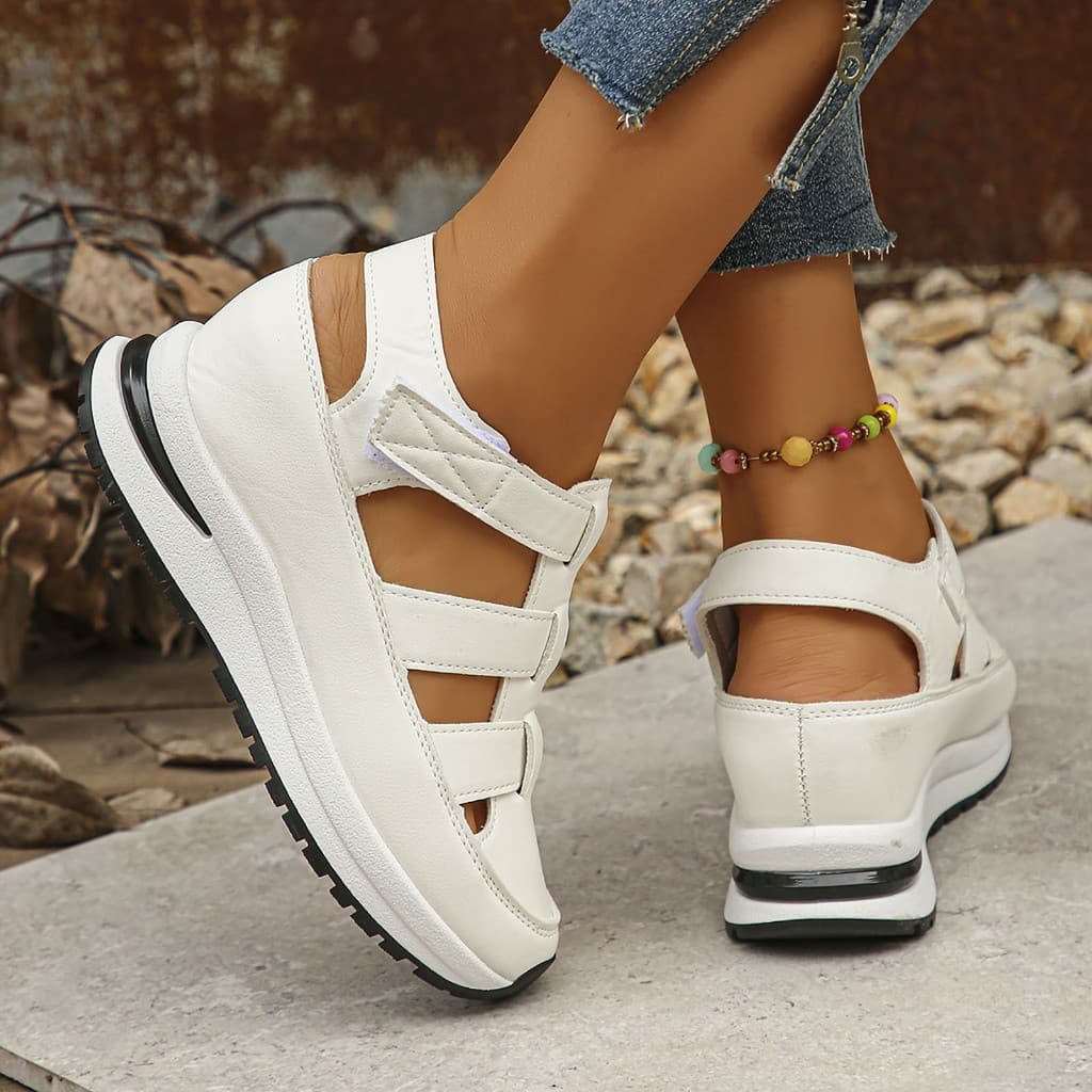 Sandálias Casuais, Sandálias Plataforma com Aumento de Altura Interno, Sapatos Femininos de Salto Alto, Sandálias Romana