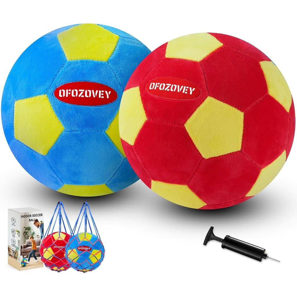 Pacote com 2 Bolas de Futebol de Salão Tamanho 4, Bola de Futebol Infantil Acolchoada para Uso Interno, Bola de Espuma M