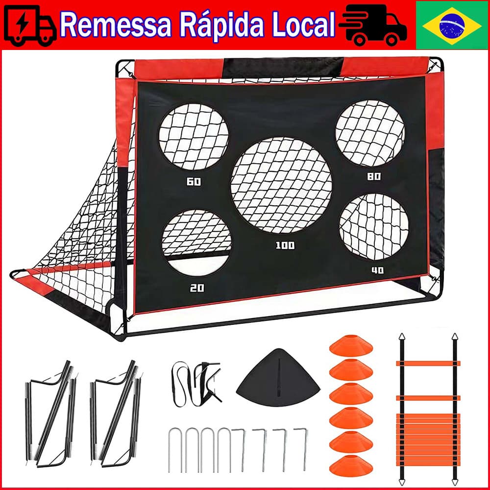 Rede De Futebol Gol Dobrável Duplo, Portátil Adequado Para Crianças, Equipamento de Treinamento de Redes de Futebol