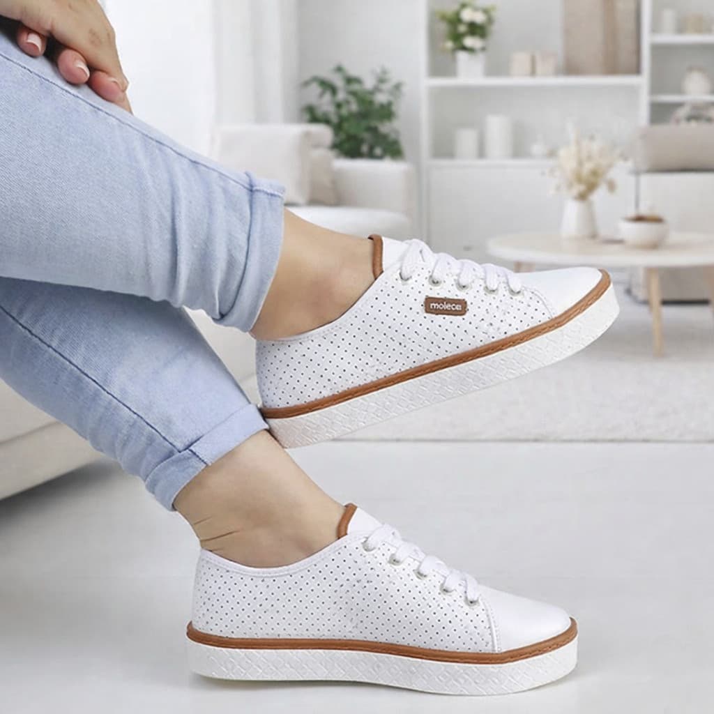 Tênis Sapatênis Feminino Casual Moleca Micro Furinhos Confortável Original Dia dia, Tênis Casual Moleca