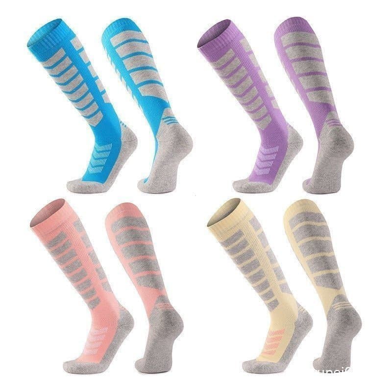 Meias de Esqui de Lã Merino Grossa Unissex, Meias de Caminhada Quentes e Antiderrapantes, Azul Lago/Rosa/Roxo/Bege/Preto