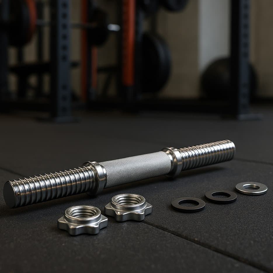 Barra Halteres 35cm Halter para Academia Musculação Cromada Maciça 28mm com Rosca Presilha