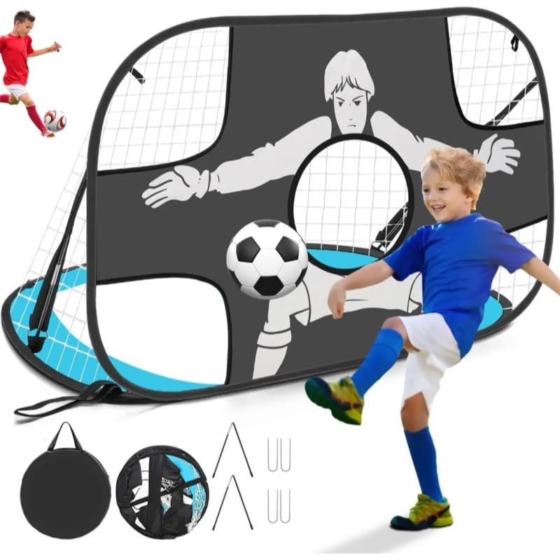 Conjunto de rede de gol de futebol 2 em 1, gol de futebol dobrável portátil para treinamento de crianças ao ar livre