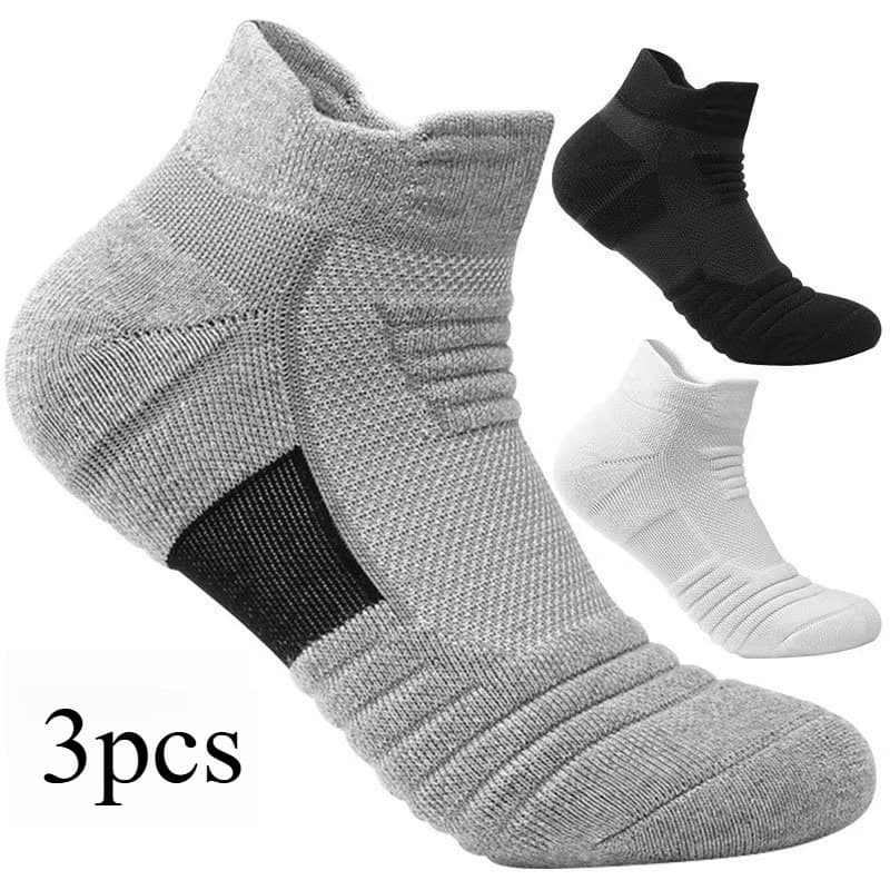  【3pcs】Meias Masculinas Meias Esportivas Profissionais Meias Curtas Meias de Corrida Respiráveis para Basquete