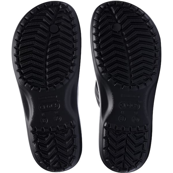 Sola do chinelo Crocs Crocband Flip preto unissex com logo e numeração.