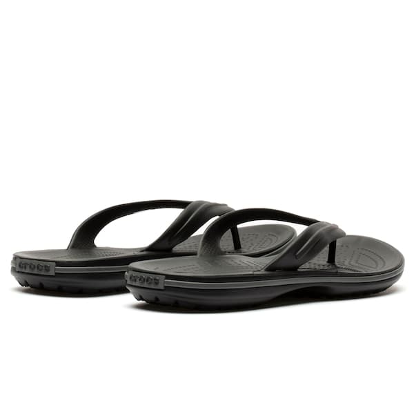 Crocs Crocband Flip Flop preto, elástico, estilo casual, material de borracha.