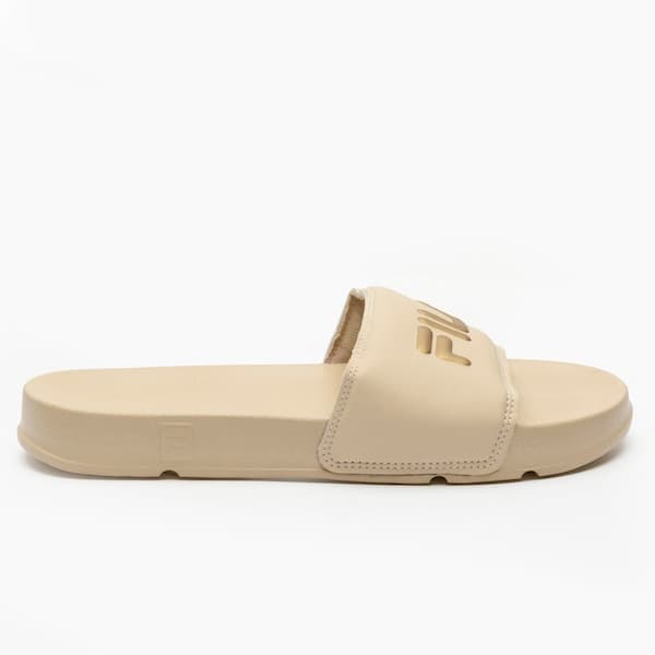 Chinelo Fila Drifter Basic bege com logo FILA em relevo dourado