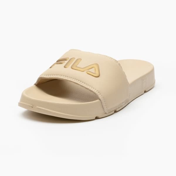 Sandália Fila Drifter Basic bege para mulheres, com ajuste ajustável e estilo moderno.