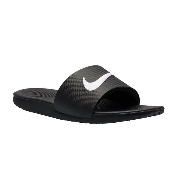 Nike Kawa Chinelo Infantil Texturizada em preto e branco, com logotipo da Nike.