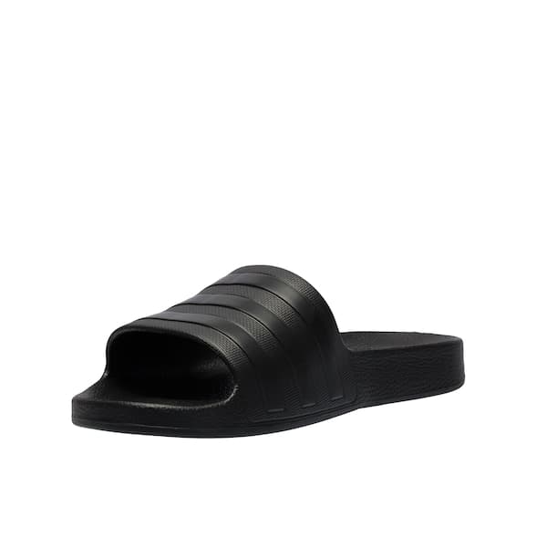 Adidas Adilette Aqua Flip Flops preto, estilo casual, material sintético, tiras laterais.