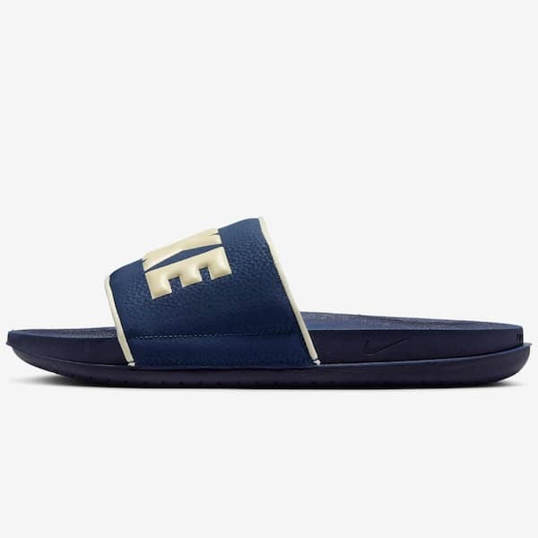 Chinelo Nike Offcourt Slide Masculino em couro azul escuro, estilo slide.