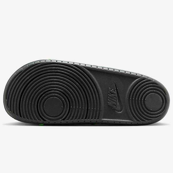Sola do Chinelo Nike Offcourt Slide Masculino, preto com detalhes verdes.
