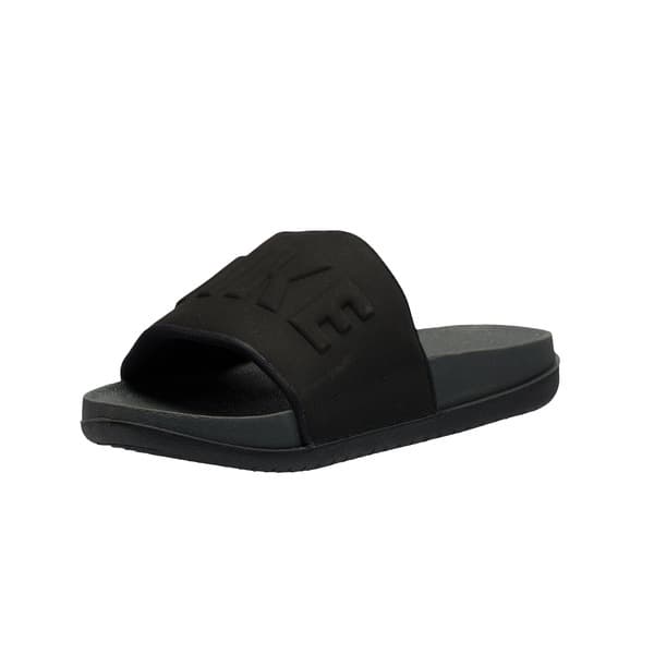Visão lateral da sandália Nike Offcourt Slide preta, ideal para uso diário e casual.