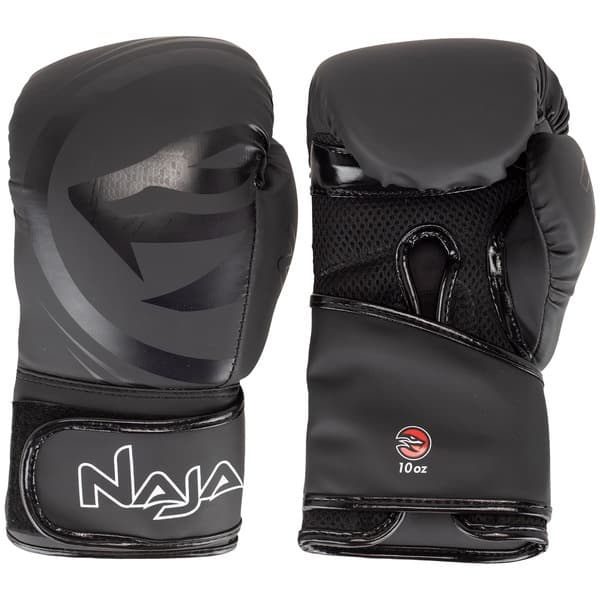 Kit de Boxe Naja: Bandagem + Protetor Bucal + Luvas de Boxe Black - 10 OZ - Adulto