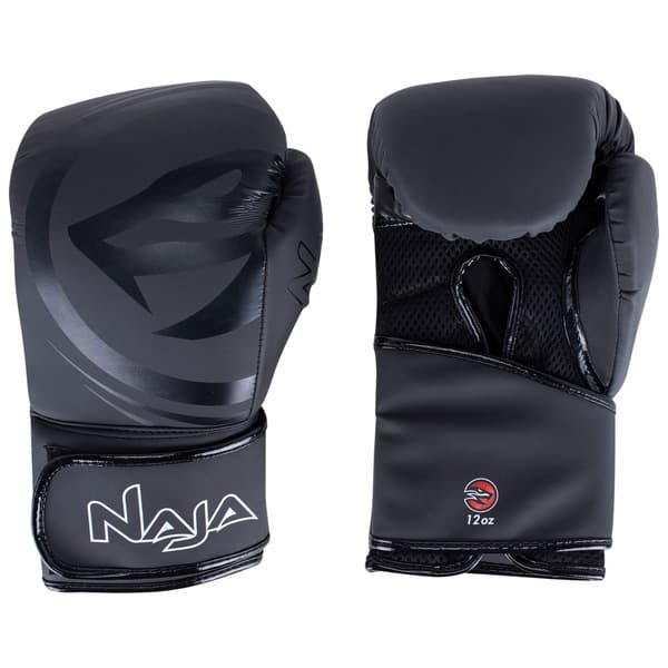 Kit de Boxe Naja: Bandagem + Protetor Bucal + Luvas de Boxe Black - 12 OZ - Adulto