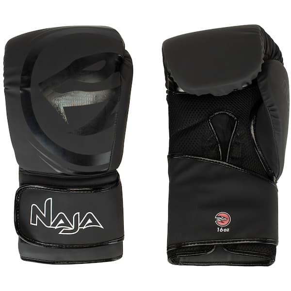 Kit de Boxe Naja: Bandagem + Protetor Bucal + Luvas de Boxe Black - 16 OZ - Adulto