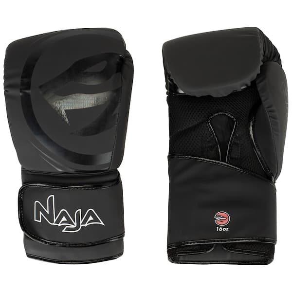 Kit de Boxe Naja: Bandagem + Protetor Bucal + Luvas de Boxe Black - 16 OZ - Adulto