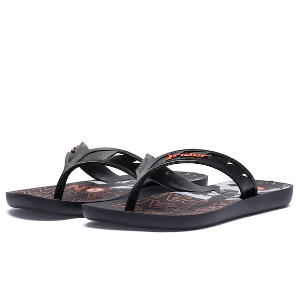 Chinelo Grendene Rider Street Ole Infantil com design de futebol e texto vermelho
