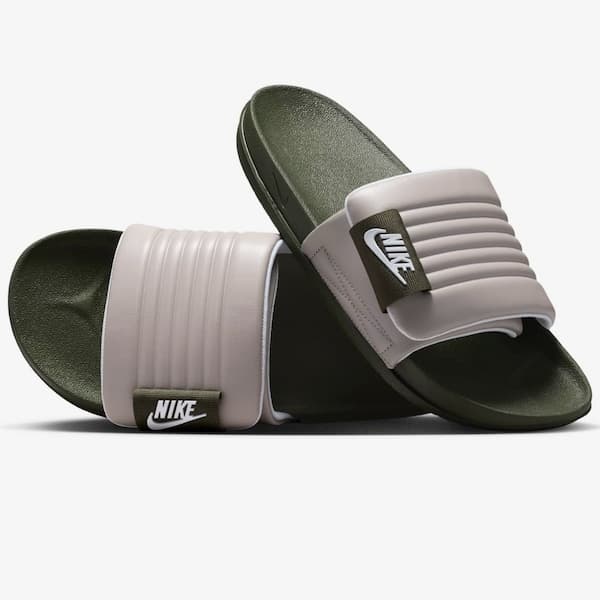 Chinelo slide Nike Offcourt Adjust para adultos, cinza claro e verde