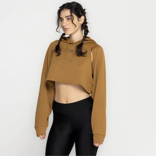 Blusa de Moletom Cropped Feminina adidas com Capuz Hiit