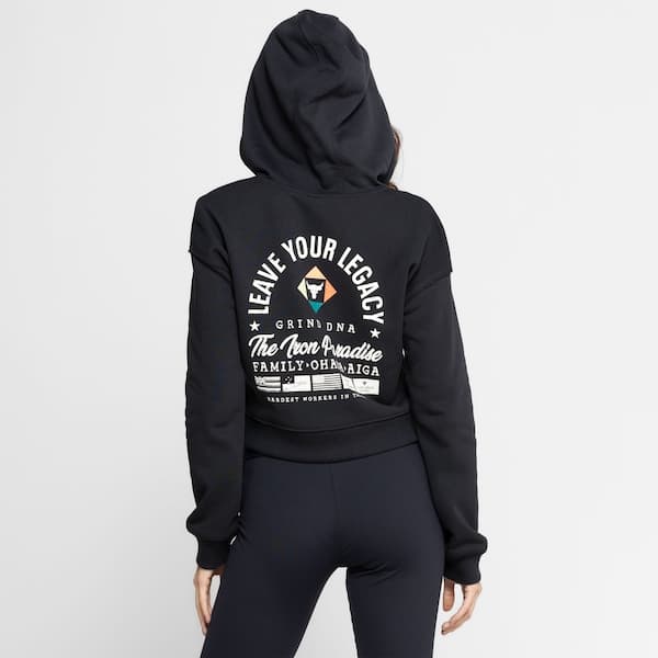 Jaqueta de Moletom Cropped Feminina Under Armour com Capuz Project Rock HW Terry