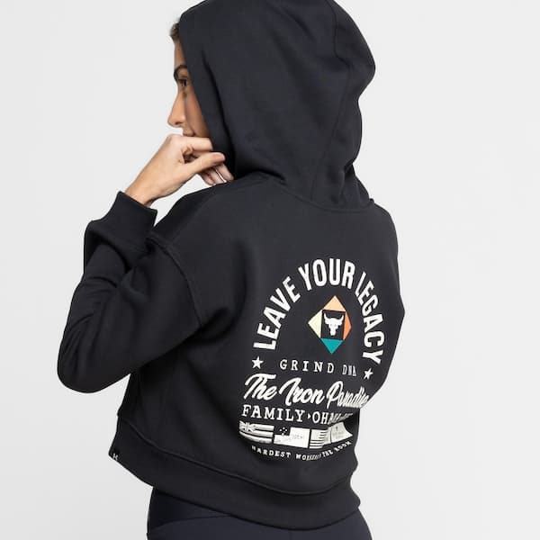 Jaqueta de Moletom Cropped Feminina Under Armour com Capuz Project Rock HW Terry