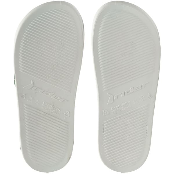Solado branco e verde da Grendene Rider Pump II NBA Slide Boston Celtics.