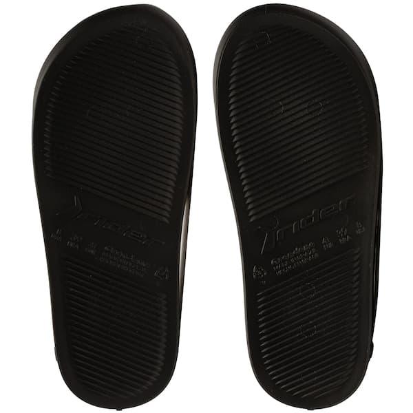 Detalhe da sola preta do chinelo slide Lakers Rider Pump II.
