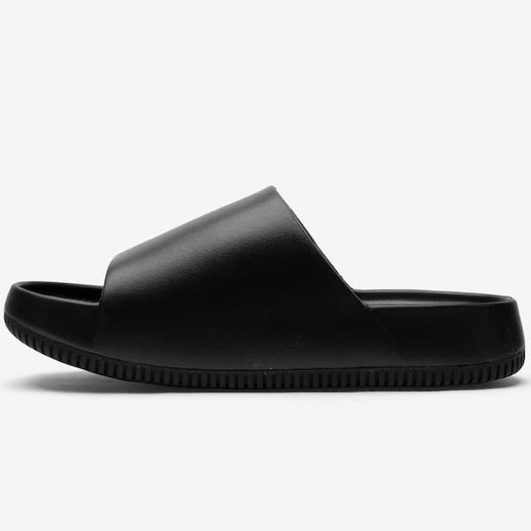 Nike Calm Essential Slide Slip-On preto, em couro, estilo minimalista, confortável.
