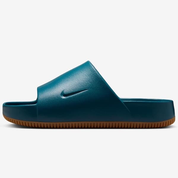 Sandália de dedo ciano texturizada Nike Calm Essential Slide com sola marrom