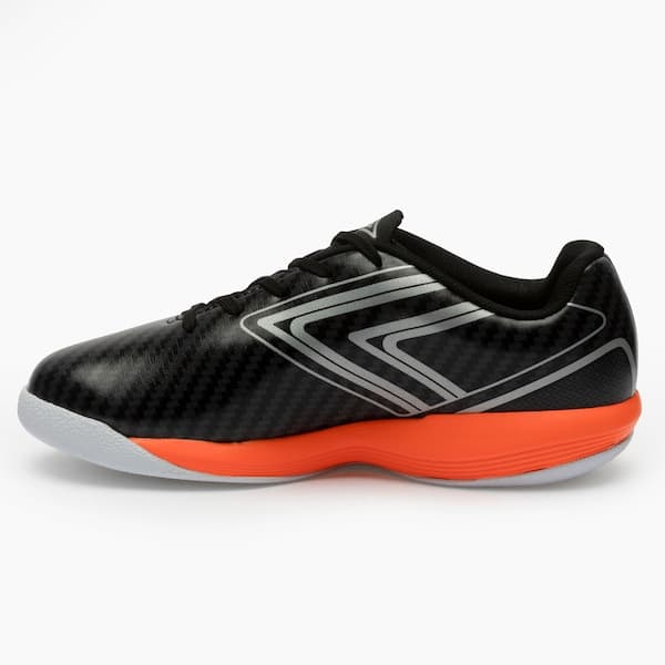Chuteira Futsal Infantil Umbro Pro 5 preto cinza laranja