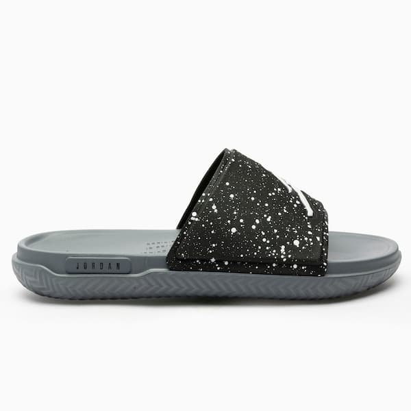 Chinelo Jordan Nike Masculino Jumpman Slide preto com glitter prateado e branco