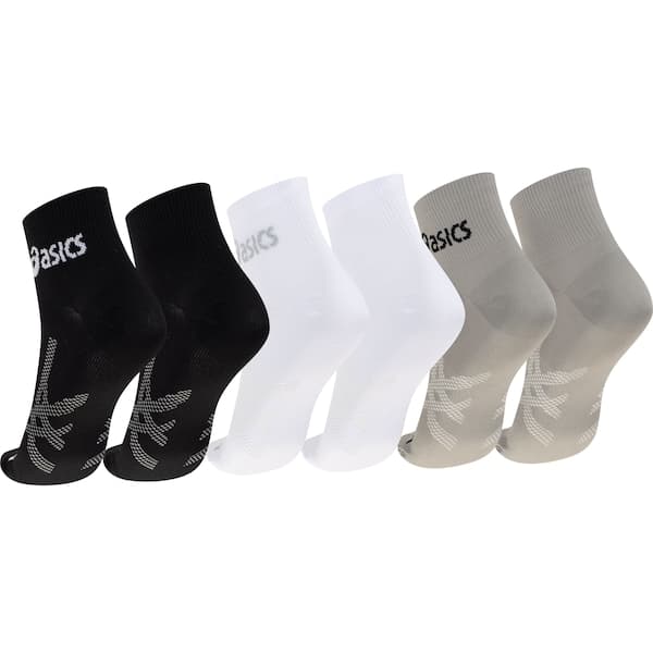 Kit 3 Pares de Meias Asics Quarter Cano Médio Adulto