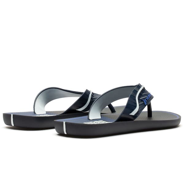 Flip flop Rider Way Logo Dedo, textura superior, azul e branco, com logo.