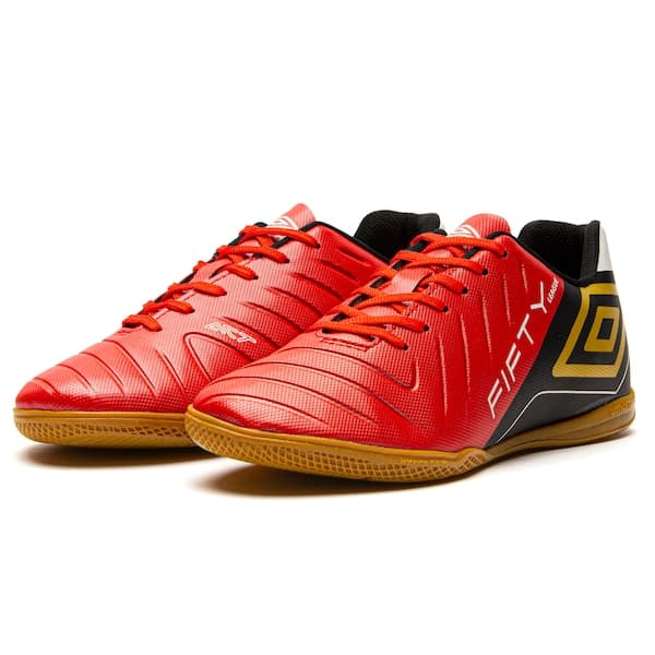 Chuteira Futsal Adulto Umbro Fifty VI League vermelho e preto