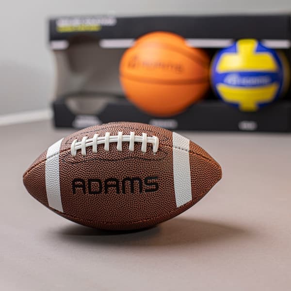 Kit Mini Bolas Esportivas Adams com 3 Unidades – Basquete, Futebol Americano e Vôlei