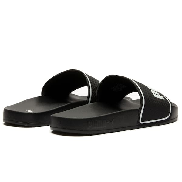 Puma Leadcat 20 Slide Adulto preto com detalhes brancos, vista lateral.
