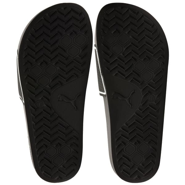 Puma Leadcat 20 Slide Adulto preto com sola hexagonal, vista inferior.