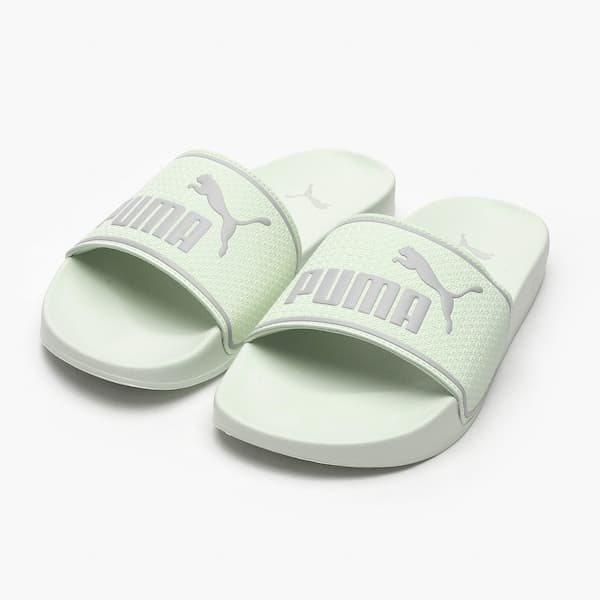 Par de chinelos slide Puma Leadcat 20 Adulto brancos com logo cinza