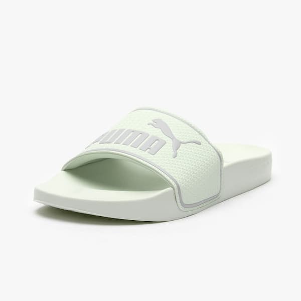 Chinelo Puma Leadcat 20 Slide Adult, branco translúcido com logo na tira.