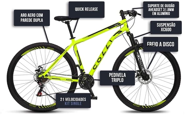 Bicicleta Colli Athena Aro 29 Freio à Disco Mecânico 21 Velocidades