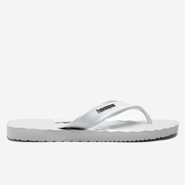 Havaianas Track Waves, chinelos brancos masculinos com sola texturizada e logo.