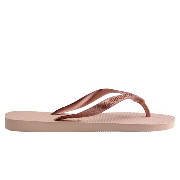 Chinelo feminino Havaianas Top Tiras cor rosa com detalhes metálicos