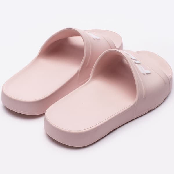 Sandália de dedo Fila Sleek Slide Feminino rosa com detalhes do logo branco.